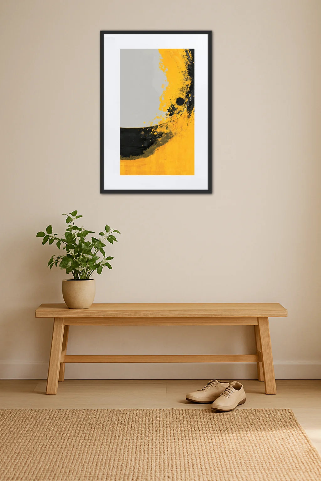 Tableau Abstrait Jaune Et Noir