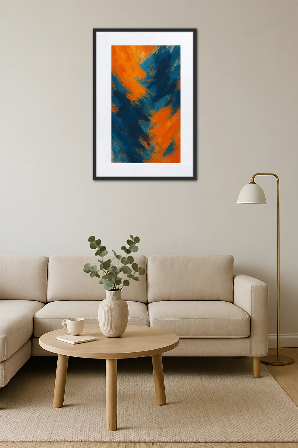 Tableau Abstrait Orange Et Bleu