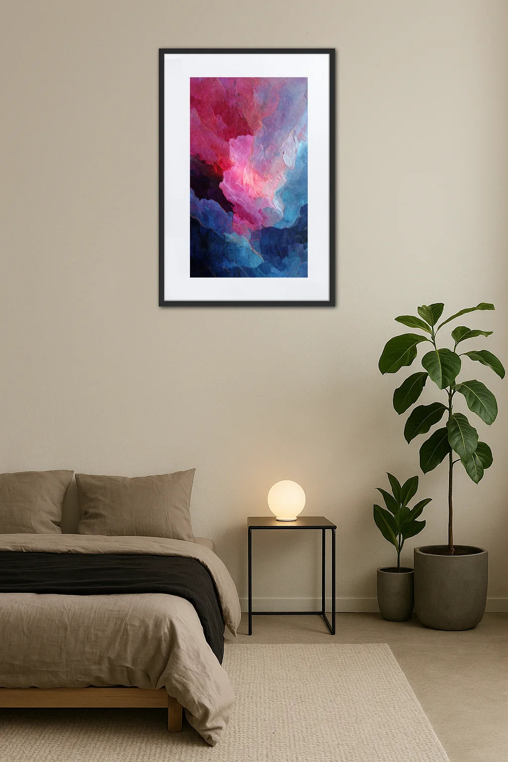 Tableau Abstrait Rose Et Bleu