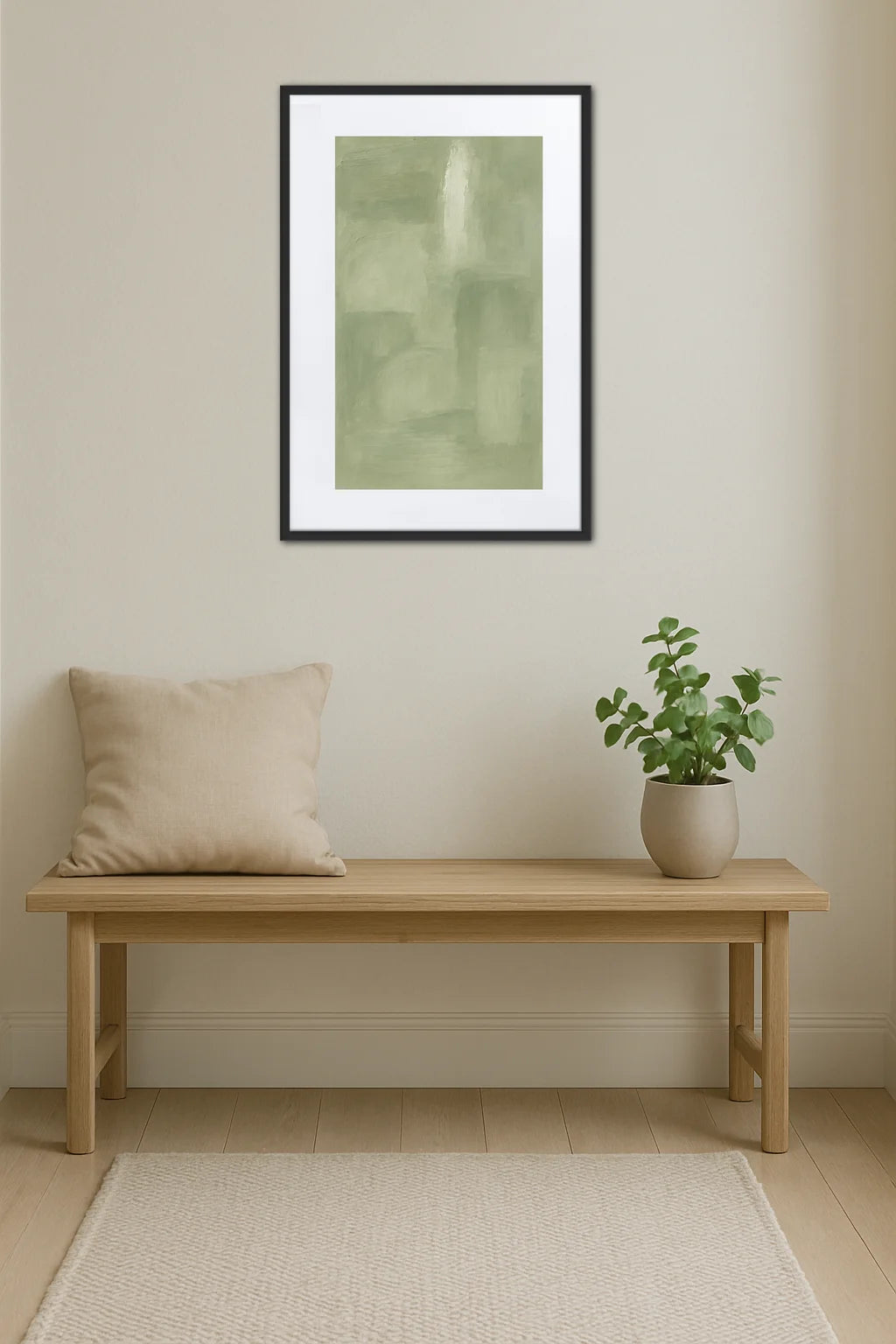 Tableau Abstrait Vert Sauge