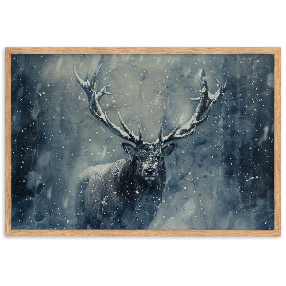 Tableau Cerf Tempête De Neige