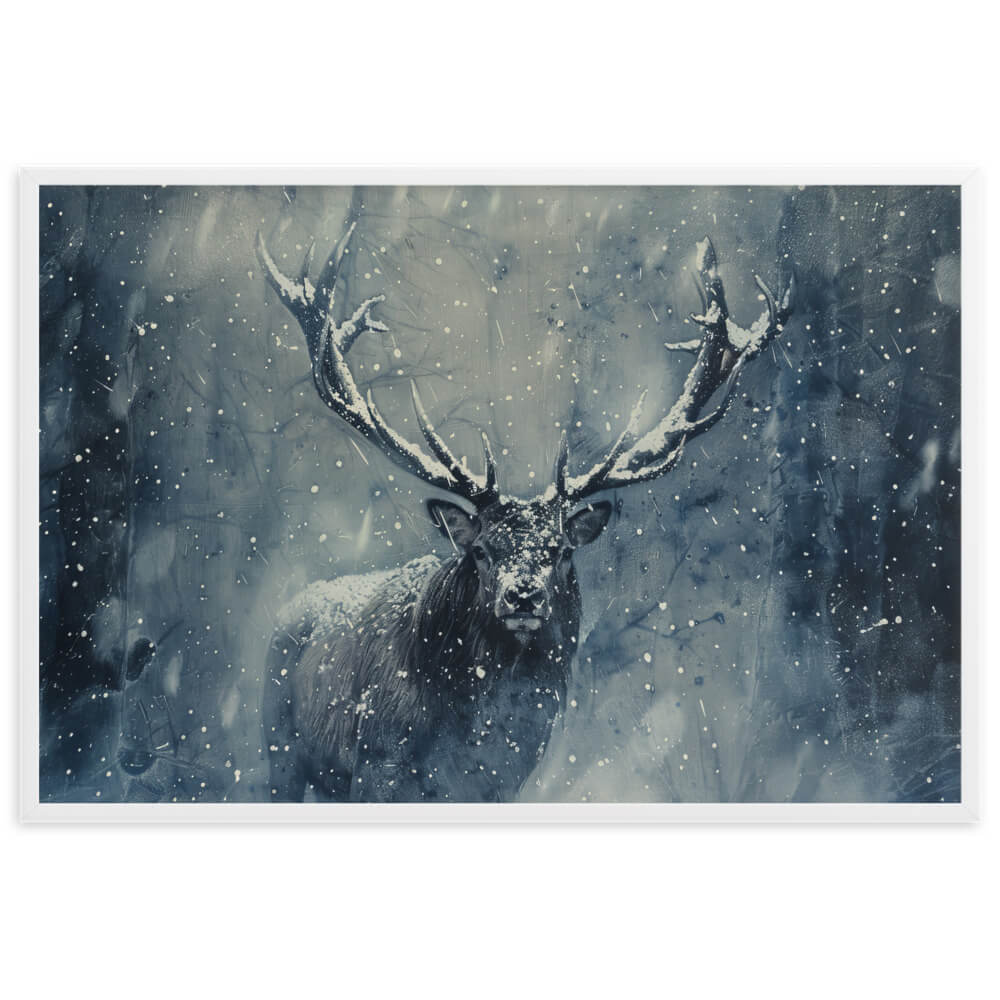 Tableau Cerf Tempête De Neige