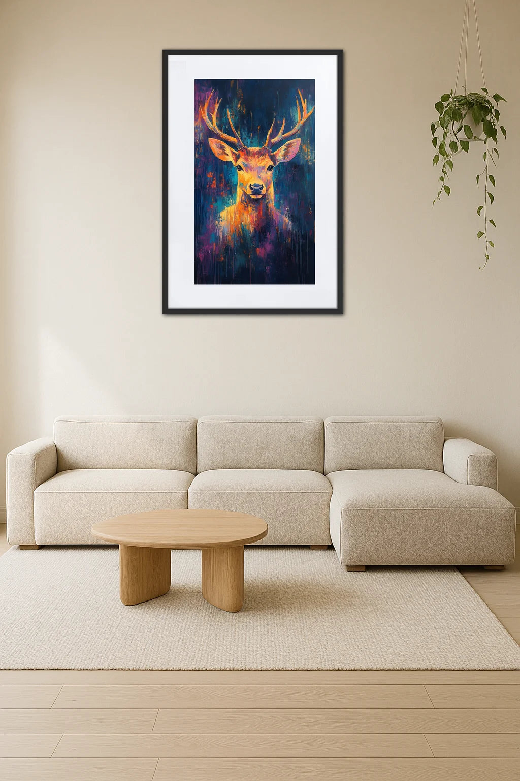 tableau cerf pop art néon avec couleurs lumineuses