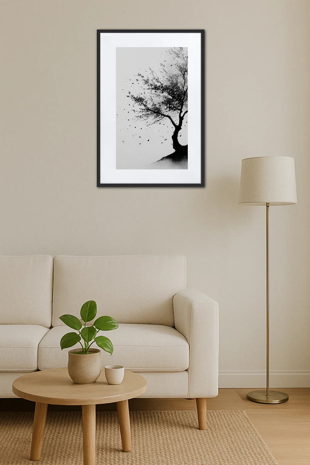 Tableau Cerisier Japonais Noir Et Blanc