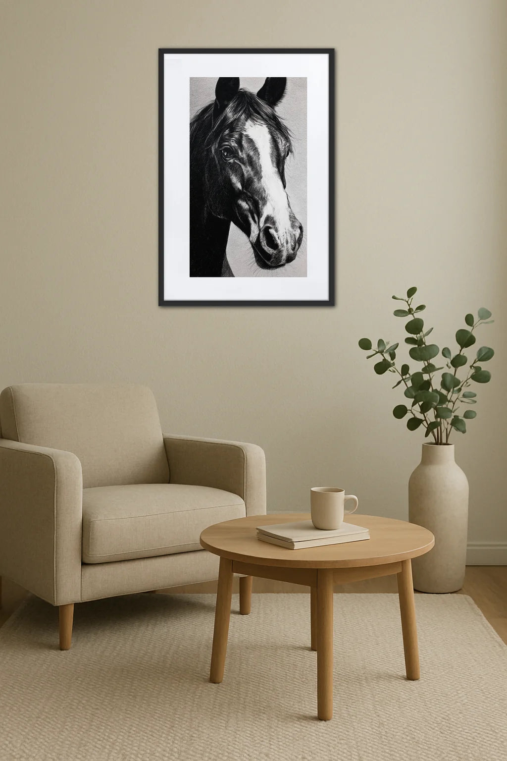Tableau cheval crayon