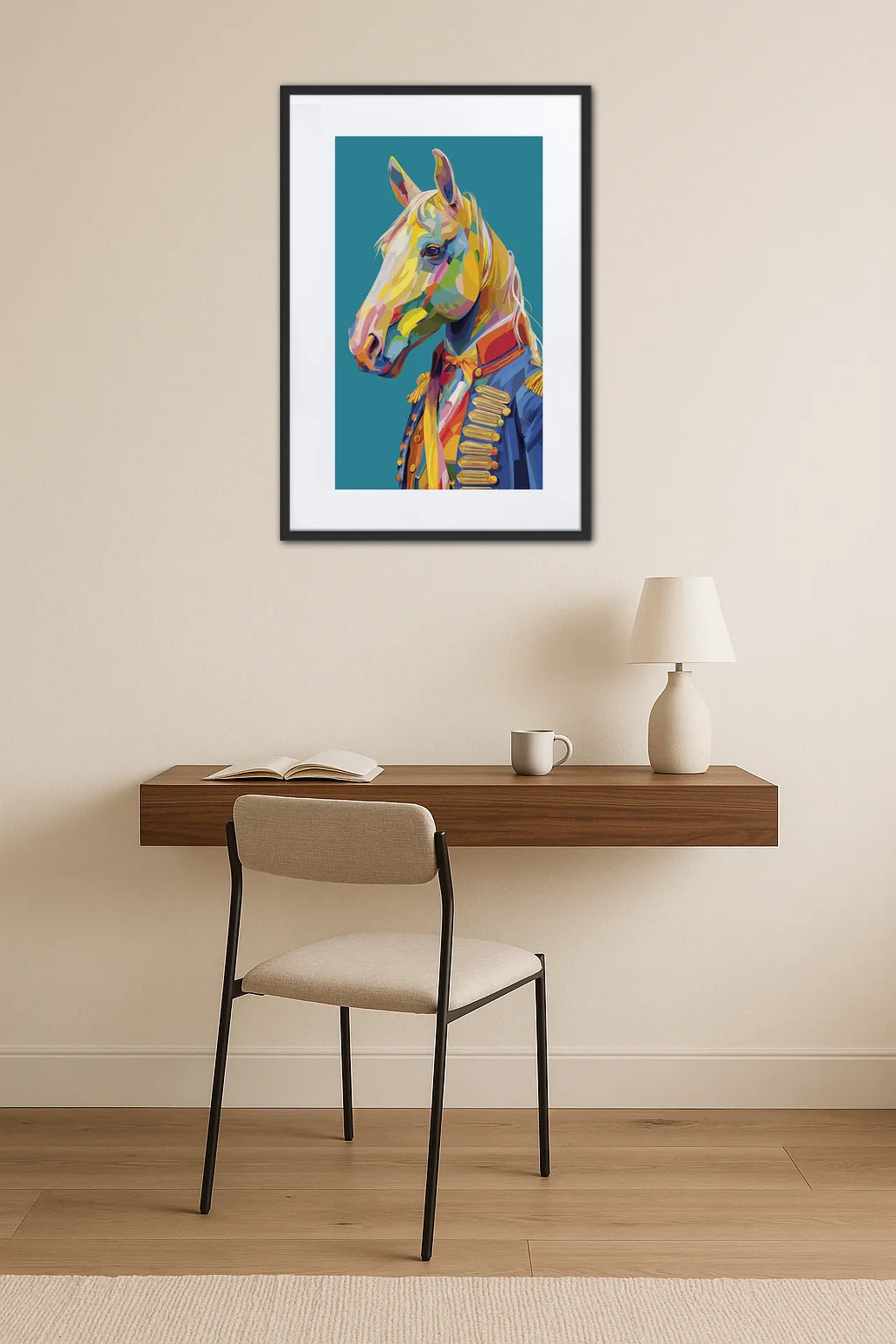 Tableau cheval en costume