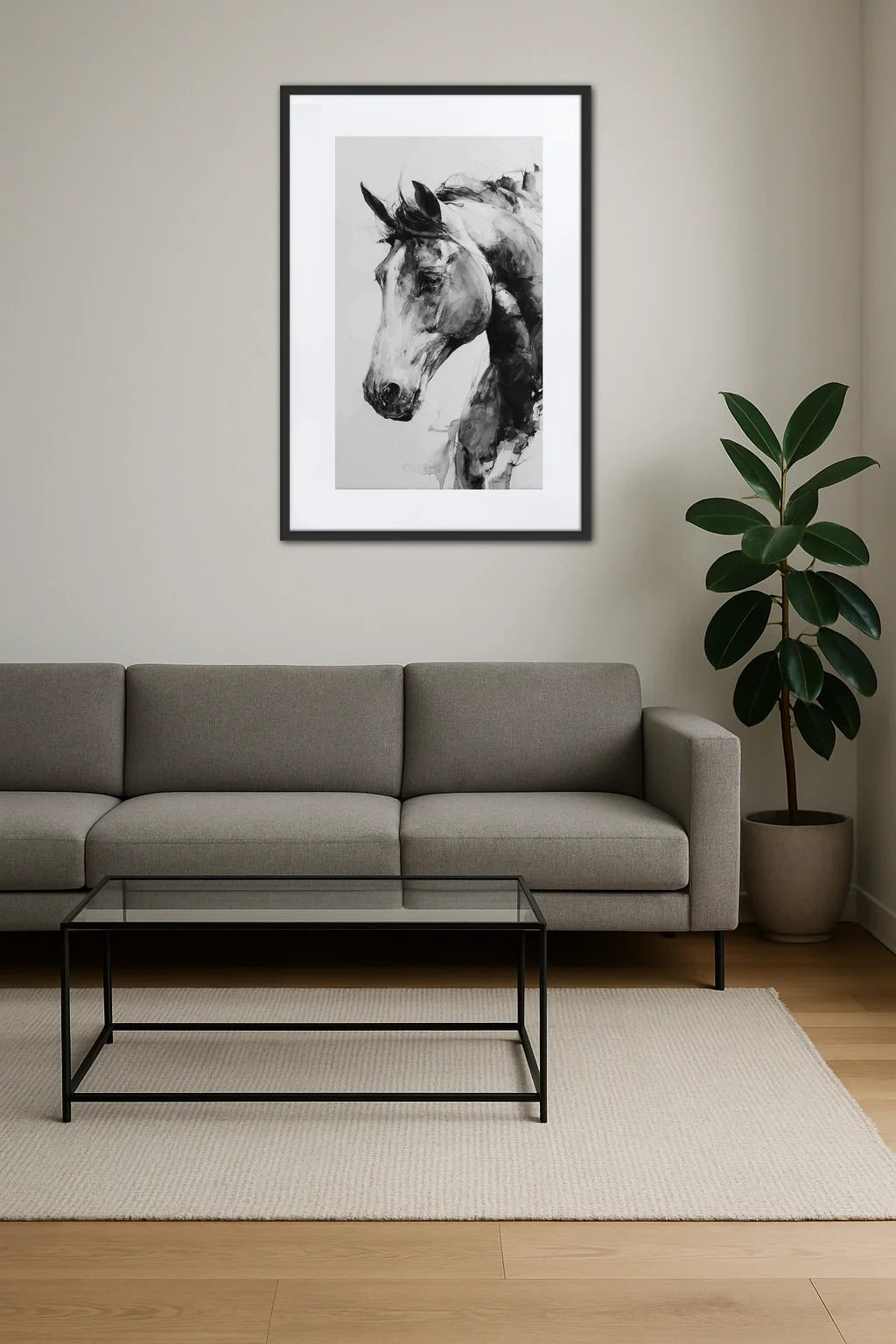 Tableau cheval lavis