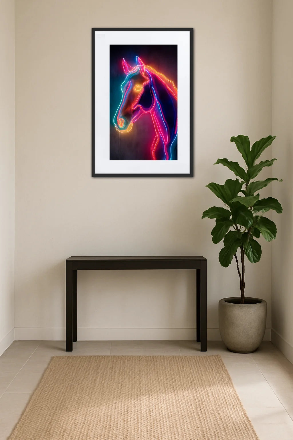 Tableau cheval néon