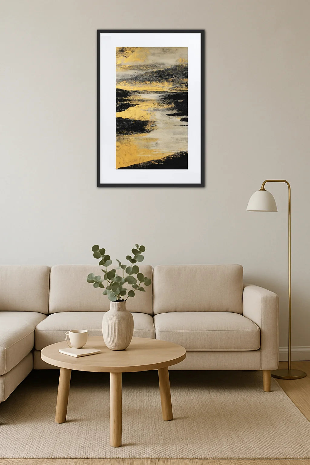 Tableau Contemporain Noir Et Or