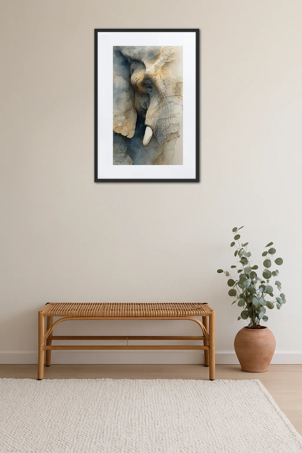 Tableau éléphant aquarelle