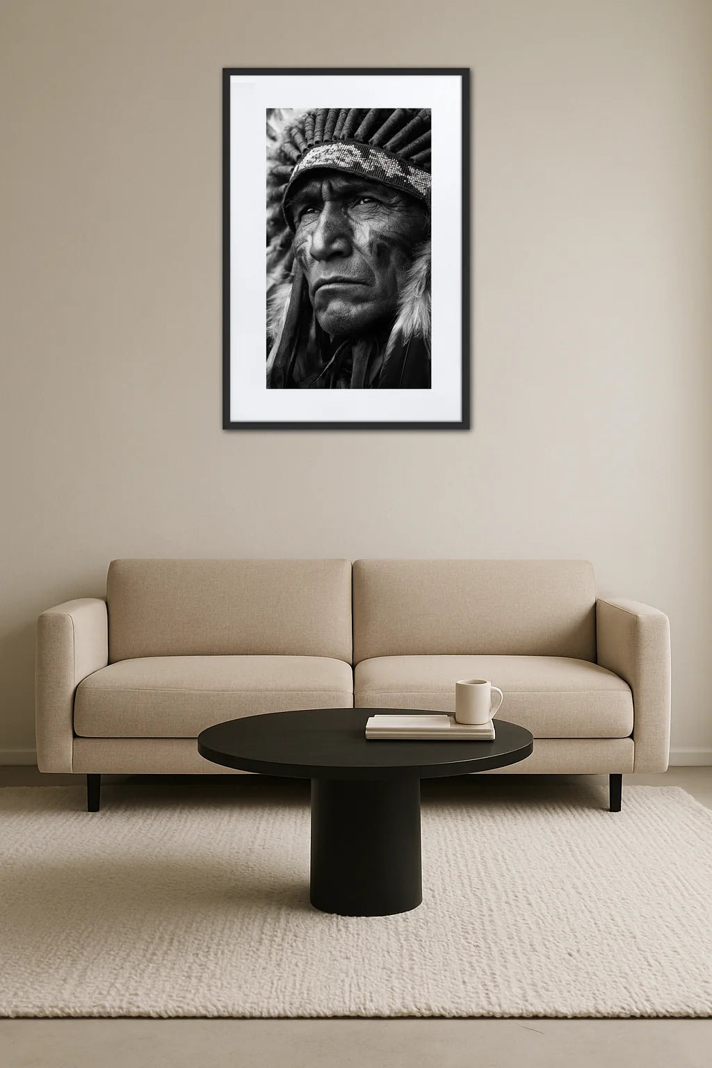 Tableau Indien Amérique Noir Et Blanc