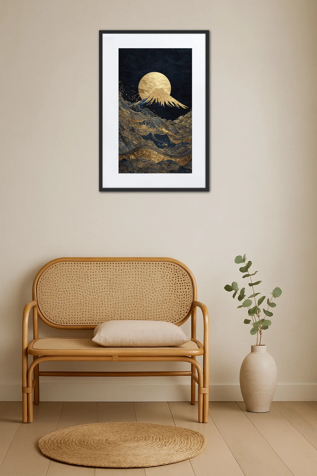 Tableau Japonais Noir Et Or