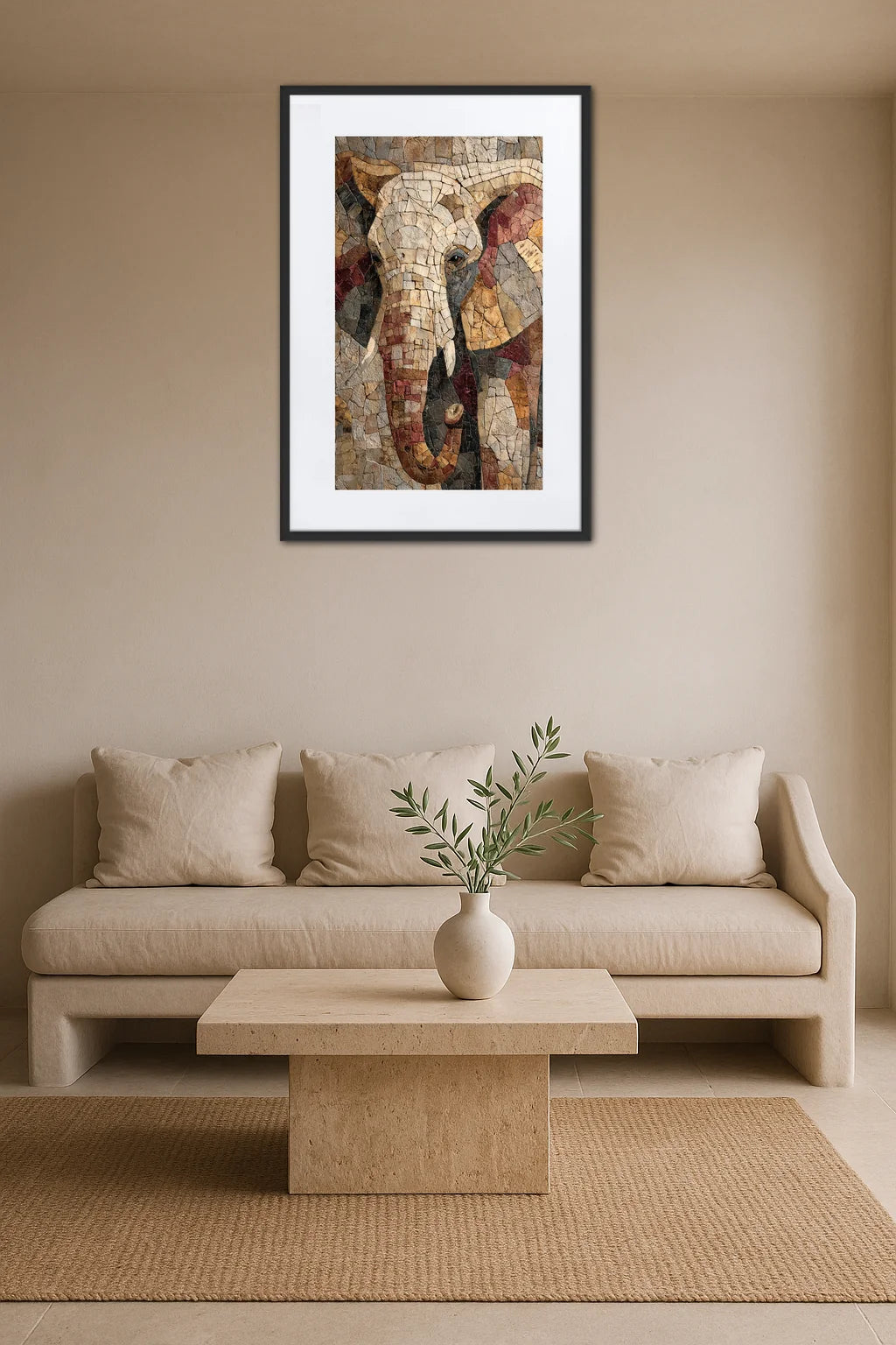 Tableau mosaique éléphant