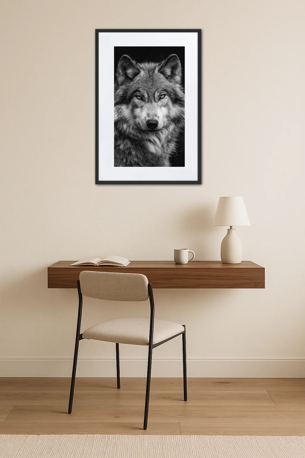 Tableau Noir Et Blanc Loup