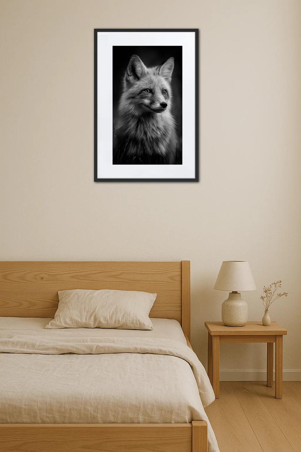 Tableau Renard Noir Et Blanc