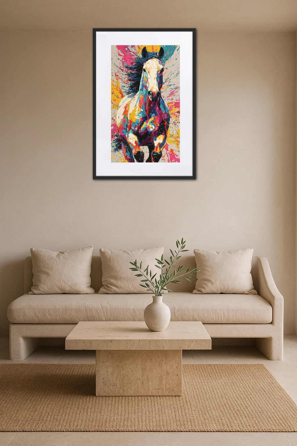 Toile cheval peinture pop