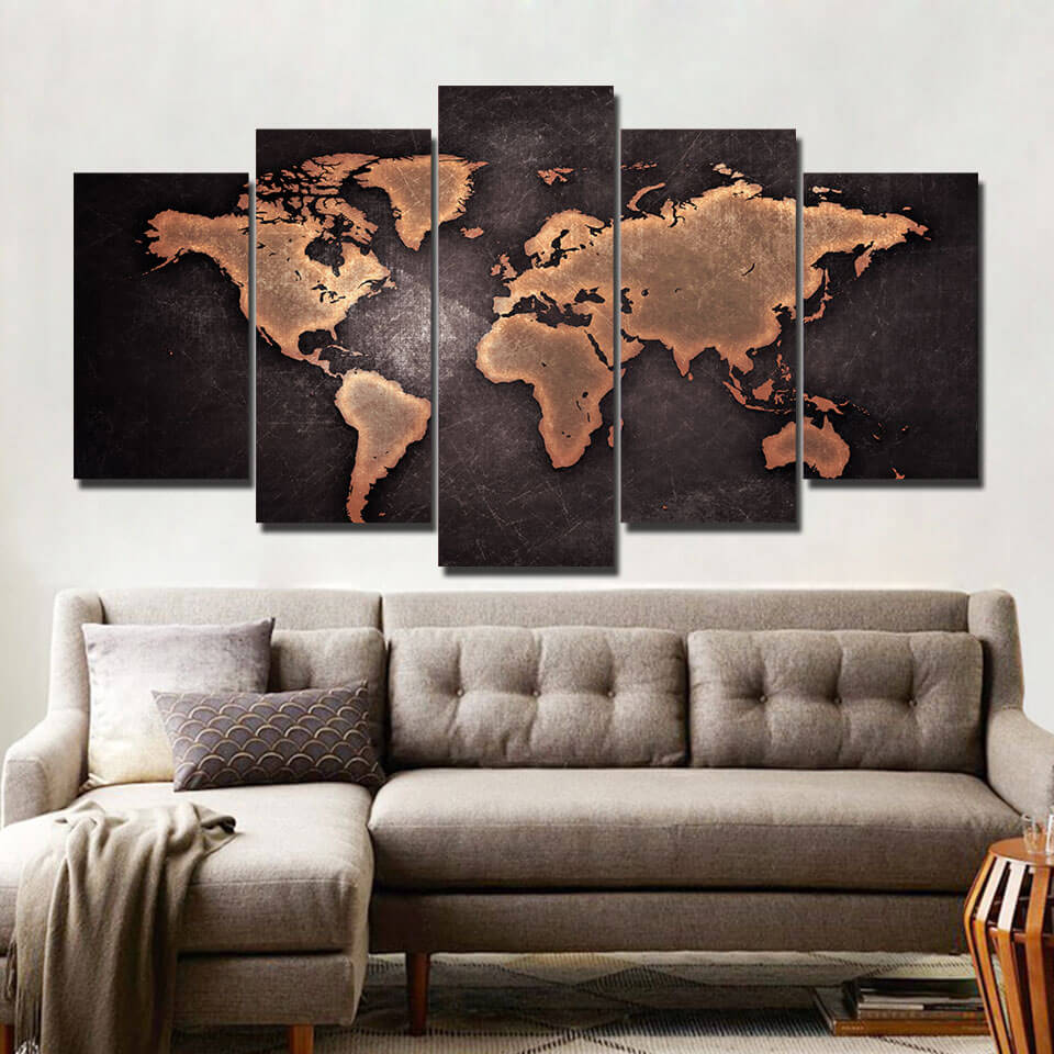 Tableau Carte Du Monde 5 Parties
