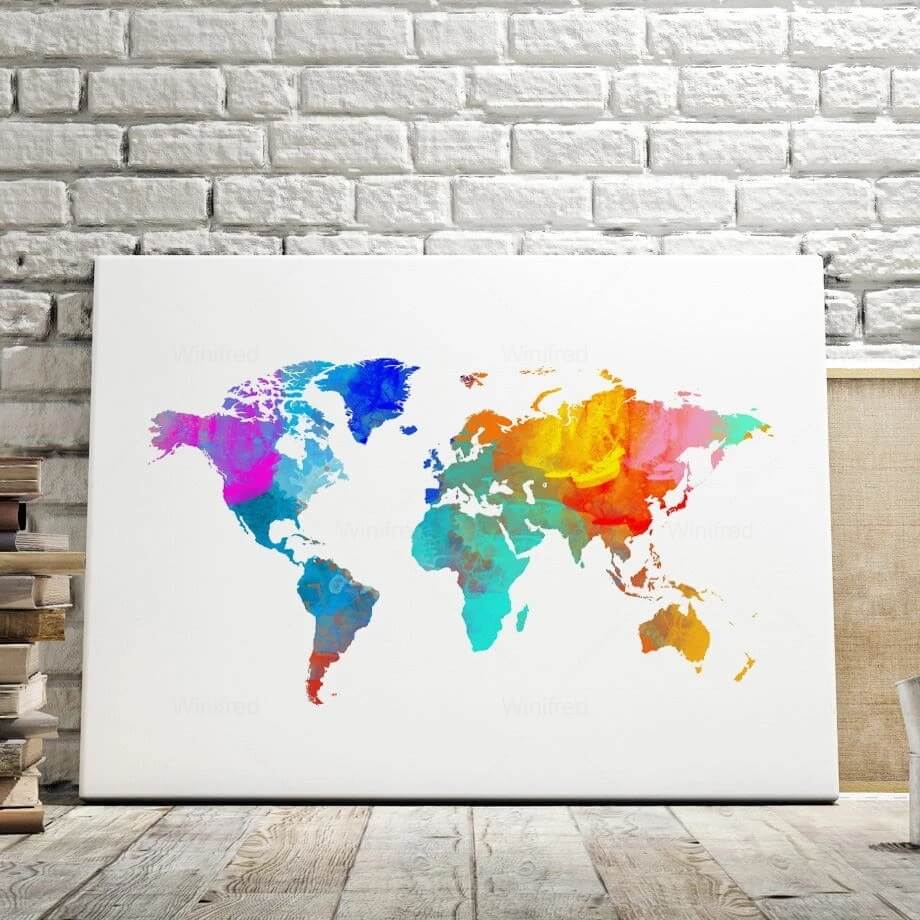 Tableau Carte Du Monde Multicolore