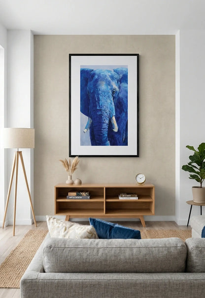Tableau éléphant bleu
