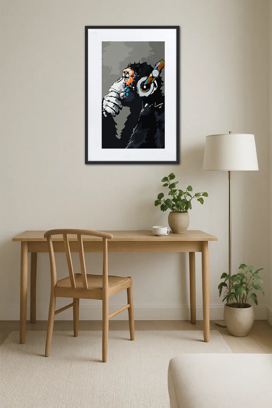 Cadre singe avec écouteur