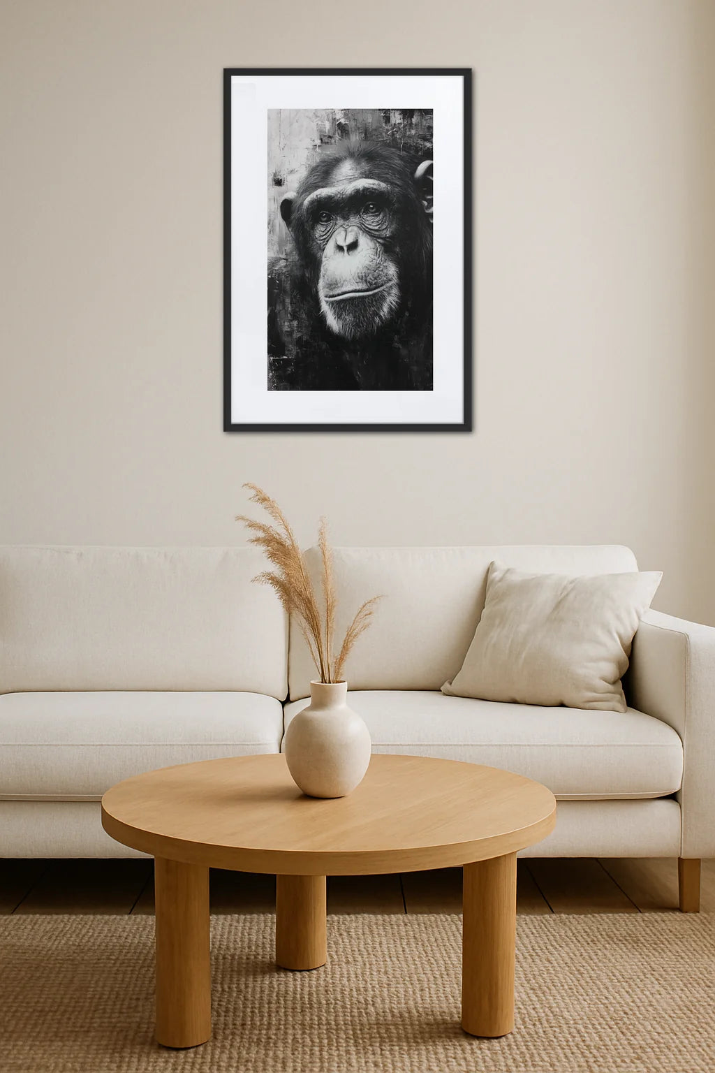 Cadre singe noir et blanc