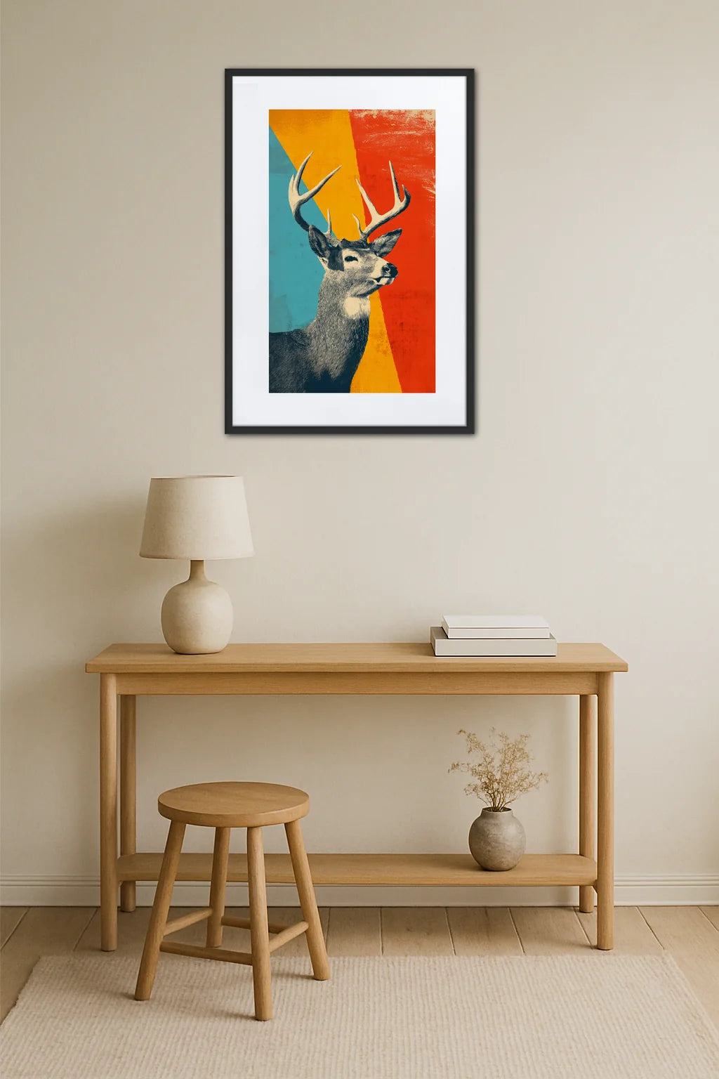 Tableau Cerf Pop Art Vintage