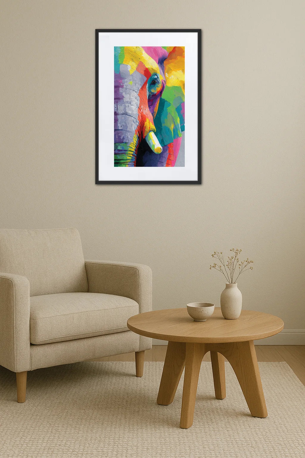 Peinture éléphant coloré