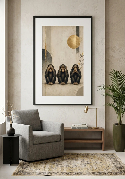 Tableau 3 Singes Sérénité