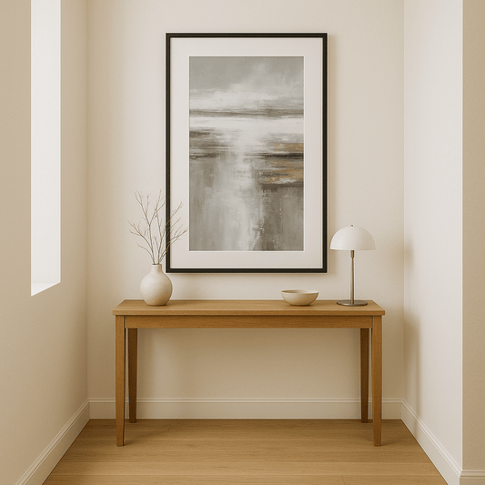 Tableau Abstrait Beige Blanc
