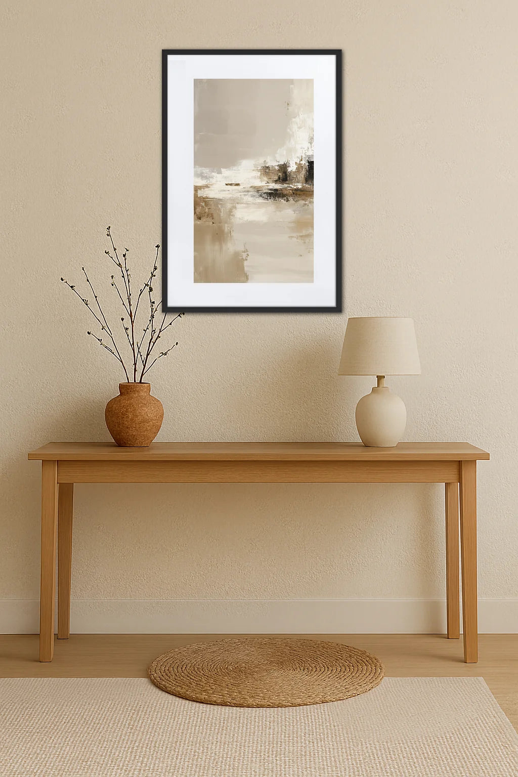 Tableau Abstrait Beige