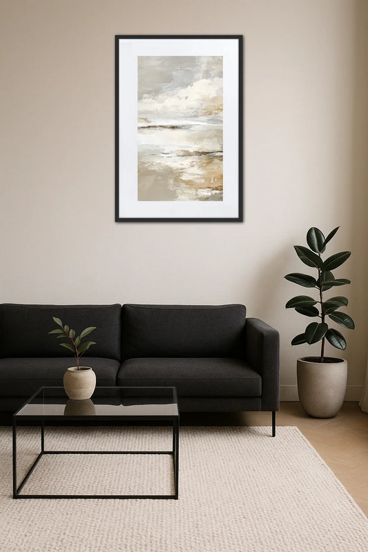 Tableau Abstrait Blanc Et Beige