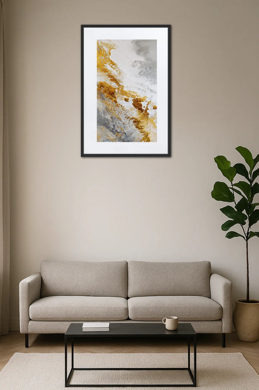 Tableau Abstrait Blanc Et Or