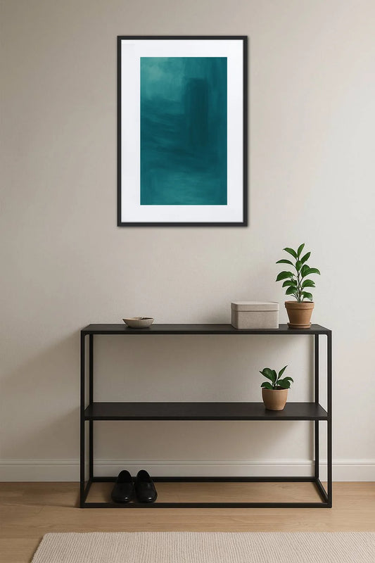 Tableau Abstrait Bleu Canard