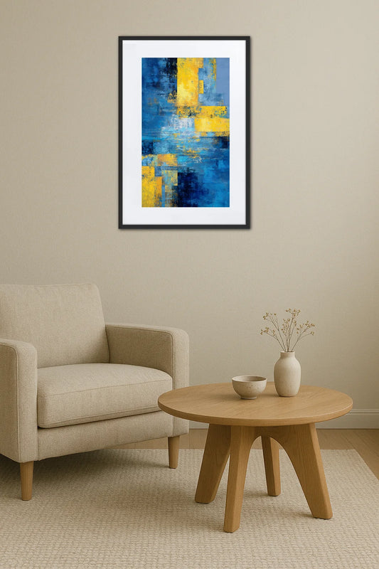 Tableau Abstrait Bleu Et Jaune