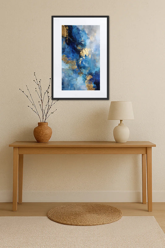 Tableau Abstrait Bleu Et Or