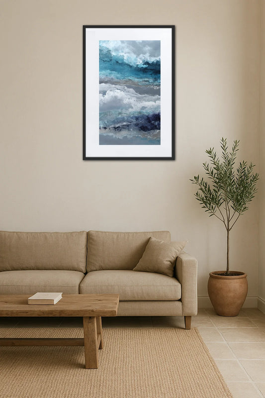 Tableau Abstrait Bleu Gris