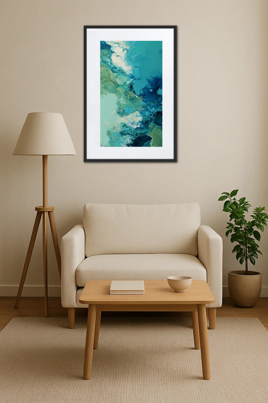 Tableau Abstrait Bleu Vert