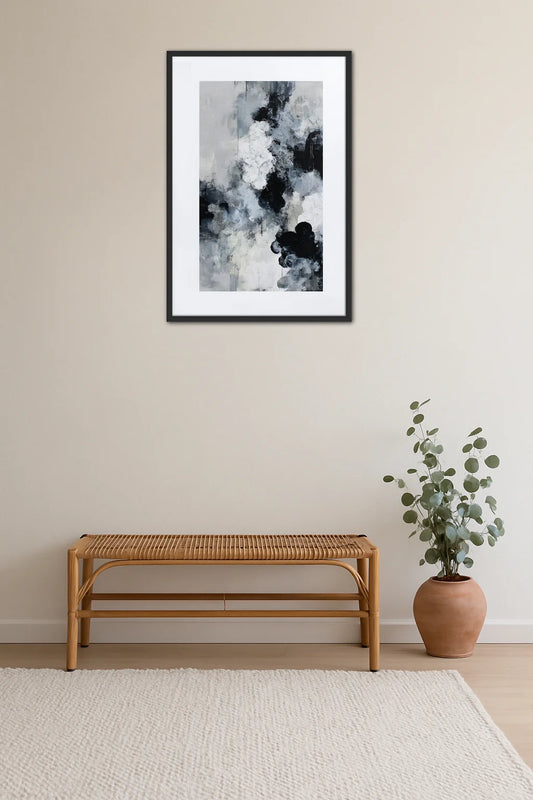 Tableau Abstrait Gris Noir Blanc