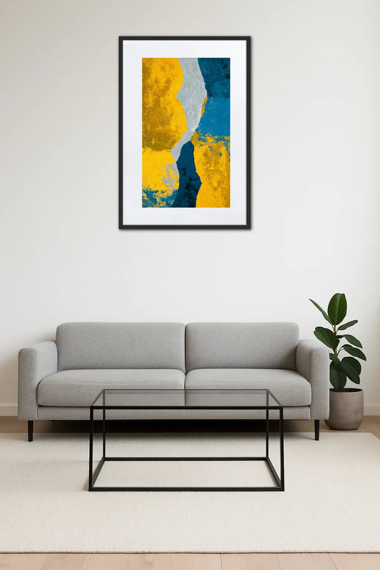 Tableau Abstrait Jaune Et Bleu