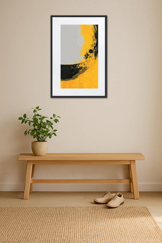 Tableau Abstrait Jaune Et Noir