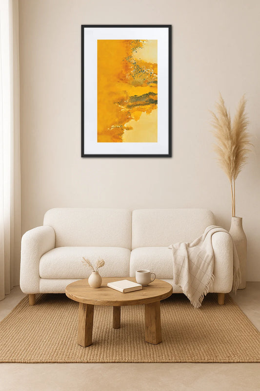 Tableau Abstrait Jaune Moutarde