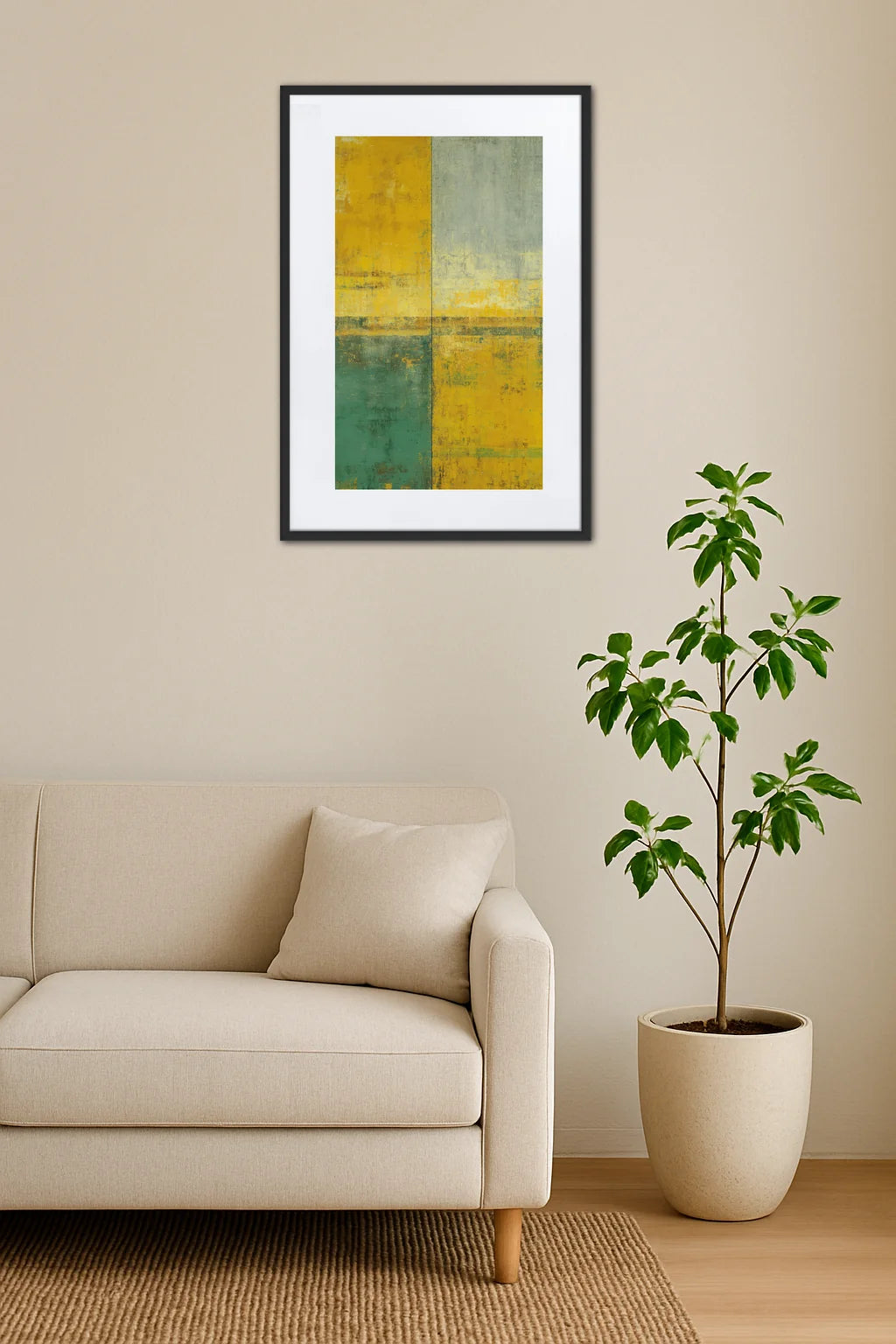 Tableau Abstrait Jaune Vert