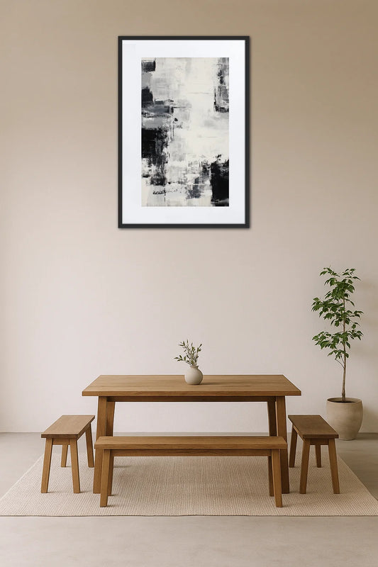 Tableau Abstrait Noir Et Blanc Gris