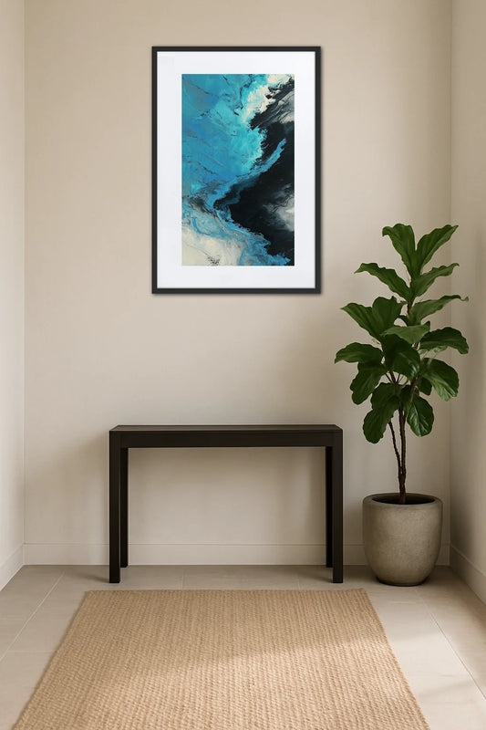 Tableau Abstrait Noir Et Bleu