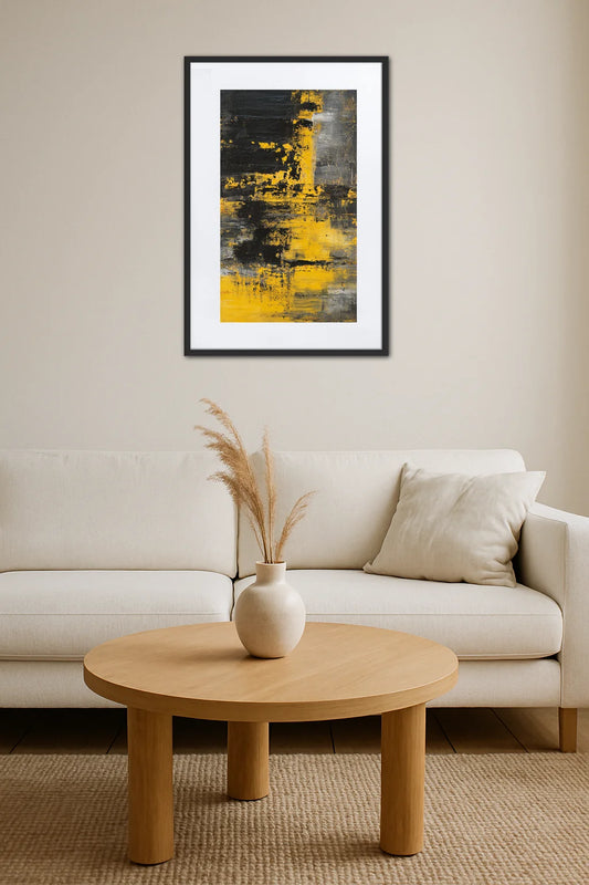 Tableau Abstrait Noir Et Jaune