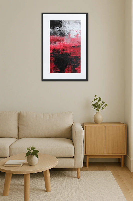 Tableau Abstrait Noir Et Rouge