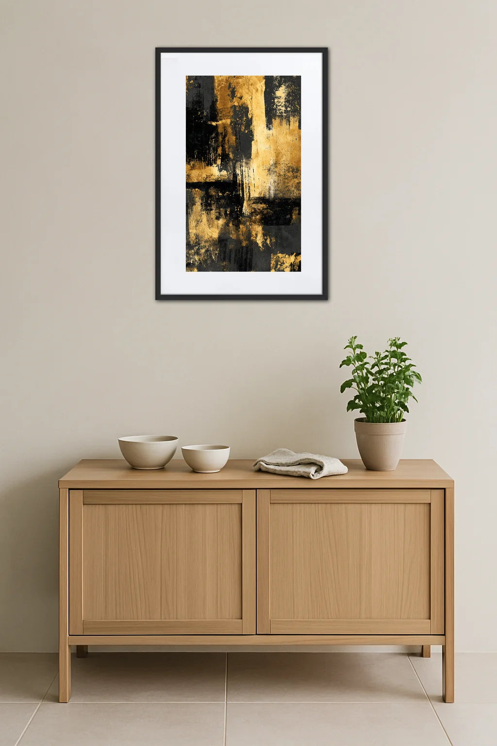 Tableau Abstrait Or Et Noir