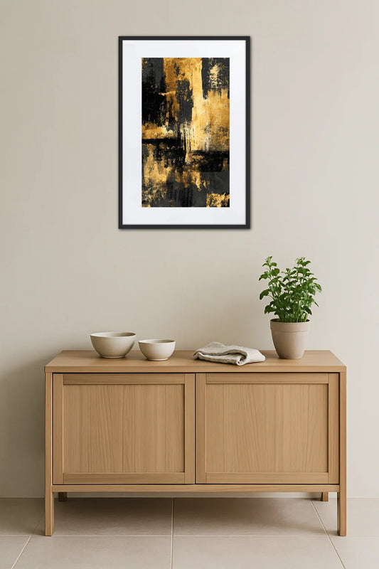 Tableau Abstrait Or Et Noir