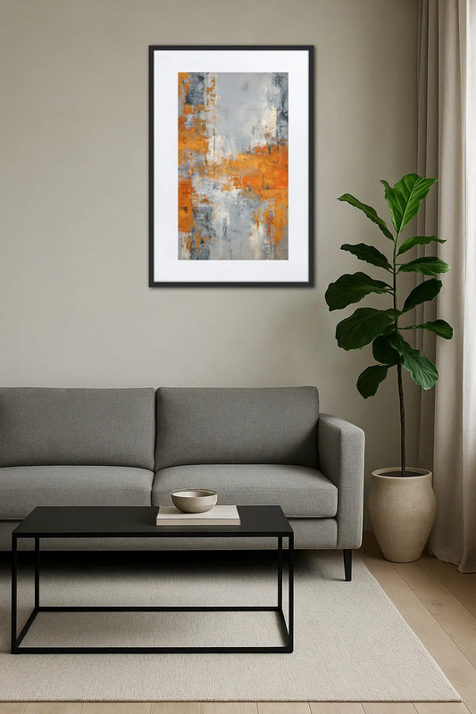 Tableau Abstrait Orange Et Gris
