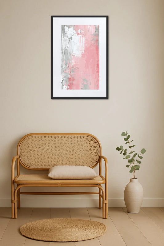 Tableau Abstrait Rose Et Gris